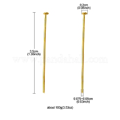 鉄平頭ピン  ジュエリー作りパーツ  ゴールドカラー  20ゲージ  35x0.8mm  ヘッド：2mm&nbsp;IFIN-YW0001-42B