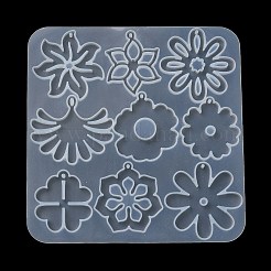 花の DIY ペンダントシリコンモールド  レジン型  UVレジン用  エポキシ樹脂工芸品作り  ホワイトスモーク  133x131x4.5mm  穴：2mm  内径：32~48.5x36~46mm&nbsp;DIY-G100-01B