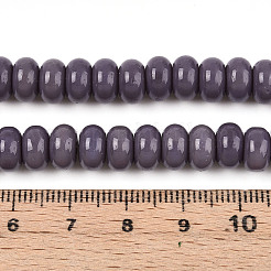 オペークソリッドカラーガラスビーズ連売り  ロンデル  紫色のメディア  8~8.5x4.5~5mm  穴：1.2mm  約75~77個/連  14.96インチ（38cm）&nbsp;GLAA-ZX008-8mm-18S