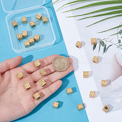 26個 26スタイル 304ステンレススチールキューブビーズ  a～zの文字  18KGP本金メッキ  8x8x8mm  穴：5mm  1個/スタイル&nbsp;STAS-UN0063-94