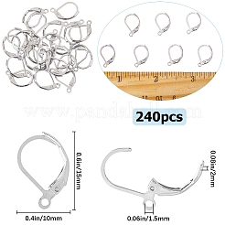 304ステンレススチールフレンチフックピアス金具  カン付き  ステンレス鋼色  15x10x2mm  穴：1.5mm  240個/箱&nbsp;STAS-SP0001-01B