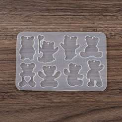 DIYペンダントシリコンモールド  女性用イヤリング  クマ  145x95x5mm  穴：2mm  内径：35~46x35~36mm&nbsp;SIMO-P010-D03