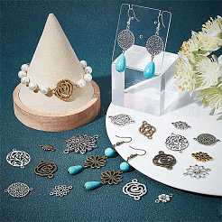 72Pcs 18 Styles Tibetan Style Alloy Connector Charms&nbsp;FIND-SC0003-34
