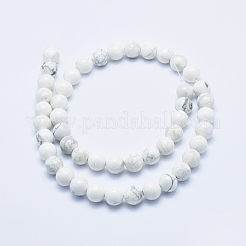 天然石ハウライトビーズ連売り  ラウンド  8mm  穴：1mm  約45~47個/連  15インチ&nbsp;G-P353-01-8mm