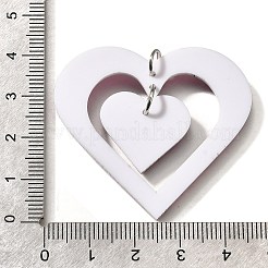 印刷されたアクリルパーツ  ハート  プラチナループ付き  濃いピンク  40.5x44.5x2mm  穴：5.5mm&nbsp;FIND-B045-05