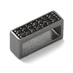 Rack Plating Rectangle Brass Micro Pave Cubic Zirconia Slide Charms&nbsp;KK-L224-037B