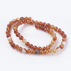 Natural Striped Agate/Banded Agate Beads Strands&nbsp;X-G-G591-6mm-03