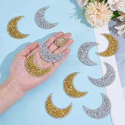 10Pcs 2 Colors Resin Rhinestone Iron on/Sew on Cloth Patches&nbsp;DIY-CY0003-31