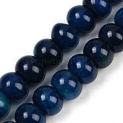 染め加工天然石瑪瑙ビーズ連売り  ロンデル  ダークブルー  15~16x11.5~12mm  穴：1.8mm  約30個/連  13.66''~14.17''（34.7~36センチメートル）&nbsp;G-U030-A01-01