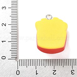 かわいい豚をテーマにした不透明樹脂ペンダント  模造食品  プラチナトーンのアイアンループ付き  フライドポテト  24.5x18x10.5mm  穴：2mm&nbsp;RESI-V005-007C
