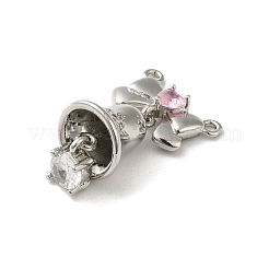 真鍮チャーム  ガラスラインストーン付き  クリスマスベルチャーム  プラチナメッキ  28x15x11mm  穴：1.4mm&nbsp;KK-H455-15P