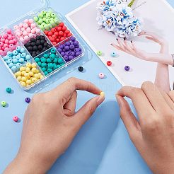 315本9色手作りポリマークレイビーズ連売り  ジュエリー工芸用品のDIY用  ラウンド  ミックスカラー  7x5.5mm  穴：1.6mm  35個/カラー&nbsp;CLAY-FH0001-20
