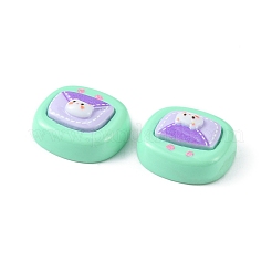 不透明なかわいい漫画の樹脂カボション  長方形  アクアマリン  15.5~17x16~17.5x7.5~8mm&nbsp;LS-CRES-O006-06G