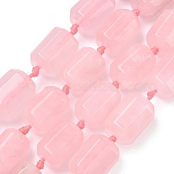 天然石ローズクォーツビーズ連売り  多面カット  コラム  12~13.5x9~9.5mm  穴：0.8mm  約24~26個/連  16.54~16.93''（42~43センチメートル）&nbsp;G-C270-N01