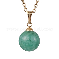 Round Gemstone Pendant Necklaces&nbsp;NJEW-JN04718-02