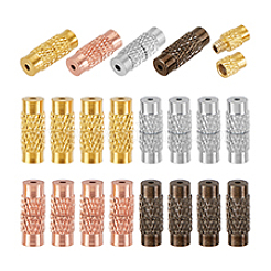 100個 4色コラム真鍮ネジ留め具  ミックスカラー  11~12x4mm  穴：1mm  25個/カラー&nbsp;KK-PH0010-58