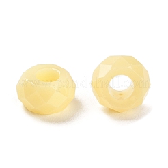レジンヨーロピアンビーズ  大穴ビーズ  多面カット  ロンデル  レモンシフォン  13.5x8mm  穴：5.5mm&nbsp;RESI-B020-06K