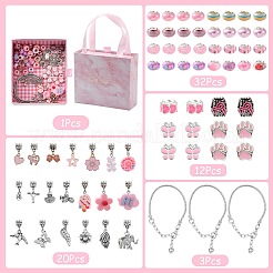 DIY合金樹脂ヨーロッパブレスレット作成キット  ピンク  10~170x8~11x7.5~11mm  穴：4.5~5mm&nbsp;DIY-FS0005-57