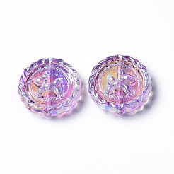 透明なアクリルビーズ  ABカラーメッキ  フラットラウンド  ミックスカラー  22.5x22.5x5mm  穴：2.1mm&nbsp;TACR-K004-03