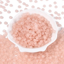 模造翡翠ガラスシードビーズ  ロンデル  ミスティローズ  6x3mm  穴：1.2~1.6mm  約2500個/ポンド&nbsp;SEED-Q042-01A-C02