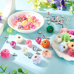140Pcs 3 Styles Polyester Rabbit Hair with Alloy European Beads&nbsp;DIY-TA0015-26