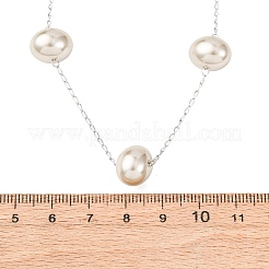 Acrylic Imitation Pearl Oval 304 Stainless Steel Link Chain Necklaces for Women&nbsp;NJEW-F354-02P