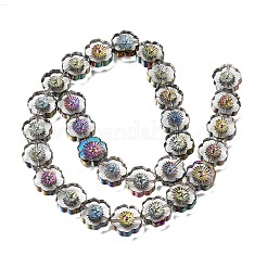 電気メッキ透明ガラスビーズ連売り  花  カラフル  14x14.5x5mm  穴：0.9mm  約29個/連  15.94''（40.5センチメートル）&nbsp;GL-CBA98F0-05A