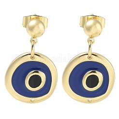 Real 18K Gold Plated Brass Enamel Dangle Stud Earrings Findings&nbsp;KK-B124-09G-02