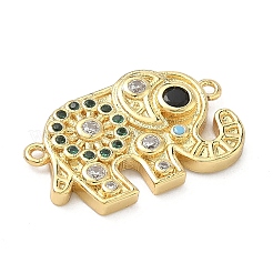 真鍮パヴェのカラフルなキュービックジルコニアの象のリンクコネクターチャーム  16KGP本金メッキ  14.5x23.5x3mm  穴：1.2mm&nbsp;KK-A282-13G