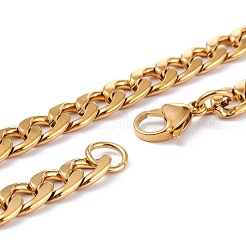 Men's PVD Vacuum Plating 304 Stainless Steel Cuban Link Chain Necklaces&nbsp;NJEW-I248-04G