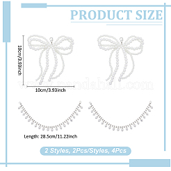 4Pcs Brass & ABS Imitation Pearl & Rhinestone Cup Chains Shoe Buckle Clips&nbsp;HJEW-MA00013