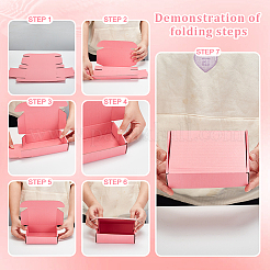 厚紙紙の配送用ボックス  郵送用折りたたみボックス  長方形  ピンク  15x10x4cm&nbsp;CON-WH0106-24B