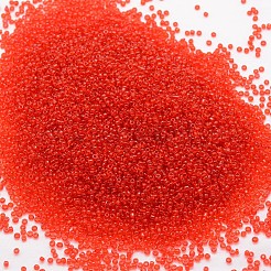 15/0 ガラスシードビーズ  グレードA  ラウンド  透明色  レッド  1.3~1.5mm  穴：0.5mm  約75000個/ポンド&nbsp;SEED-J013-F15-05