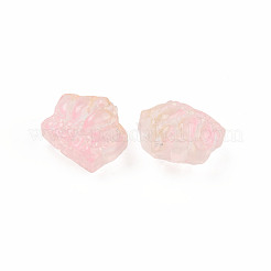 ツートン透明スプレー塗装ガラスビーズ  クラウン  パールピンク  12x14x8.5mm  穴：1mm&nbsp;GLAA-Q092-02-C05