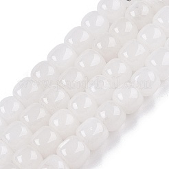 天然石ホワイトジェイドビーズ連売り  バレル  10~10.5x9~9.5mm  穴：1.2mm  約41~43個/連  14.37~16''（36.5~40センチメートル）&nbsp;G-T138-134