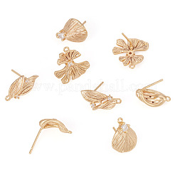 8Pcs 4 Styles Brass with Clear Cubic Zirconia Stud Earring Findings&nbsp;KK-TA0002-61