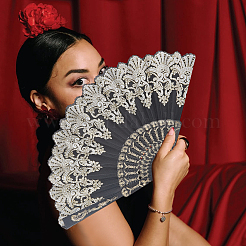 Plastic Folding Fan&nbsp;AJEW-WH20018-65D