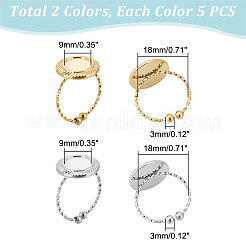 10Pcs 2 Colors 304 Stainless Steel Open Cuff Ring Component&nbsp;STAS-UN0049-04