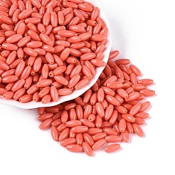 不透明色のガラスシードビーズ  オーバル  サンゴ  9x4mm  穴：1.2mm  約1875個/ポンド&nbsp;SEED-T007-16C