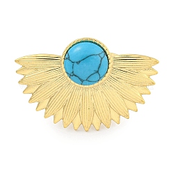 Ion Plating(IP) 304 Stainless Steel Synthetic Turquoise Cuff Rings&nbsp;G-Z056-07G-04