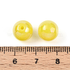 電気メッキパールガラスパールビーズ  虹色の  ラウンド  きいろ  10x10mm  穴：1.2mm  約346個/ポンド&nbsp;EGLA-T021-14C-07