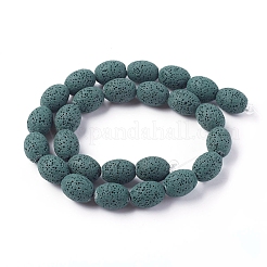 天然溶岩岩ビーズ連売り  染め  ライス  ダークスレートグレー  15~15.5x11~11.5mm  穴：2mm  約27個/連  15.94インチ（40.5cm）&nbsp;G-F671-03B-14