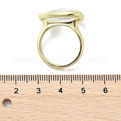 ハート真鍮天然水晶指輪  長持ちメッキ  20x18mm  内径：18mm&nbsp;RJEW-D304-01G-F