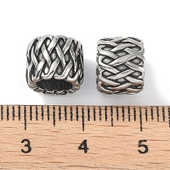 316サージカルステンレススチールヨーロピアンビーズ  大穴ビーズ  コラム  アンティークシルバー  10x8mm  穴：6mm&nbsp;LS-STAS-P362-26AS
