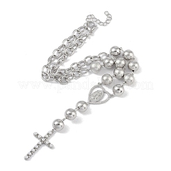 Brass Micro Pave Clear Cubic Zirconia & Plastic Pearl Pendant Necklaces&nbsp;NJEW-H028-03P