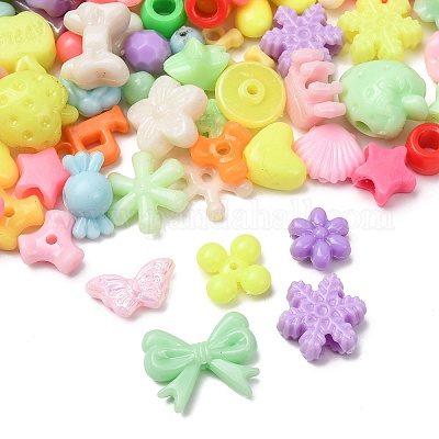 プラスチックビーズ  混合図形  ミックスカラー  6~24x6~24x3~12mm  穴：1.5~4mm  約1665個/500g&nbsp;KY-Z003-27-1