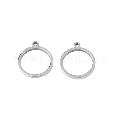 変色しない304ステンレススチールチャーム  リング  ステンレス鋼色  12.5x11x1mm  穴：1.4mm&nbsp;STAS-N095-107-1