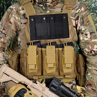 ナイロンタクティカルモールフックアンドループパネル  長方形  ブラック  252x151x8mm&nbsp;DIY-WH0698-036A-1