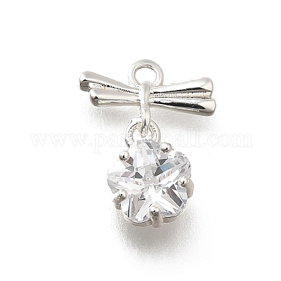Brass Cubic Zirconia Charms&nbsp;KK-K378-49S-1