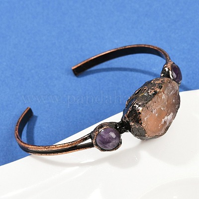 Wholesale Natural Rose Quartz & Amethyst Cuff Bangles